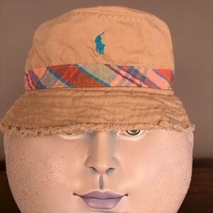 Polo by Ralph Lauren S/M Bucket Hat with Madras and turquoise colored logo